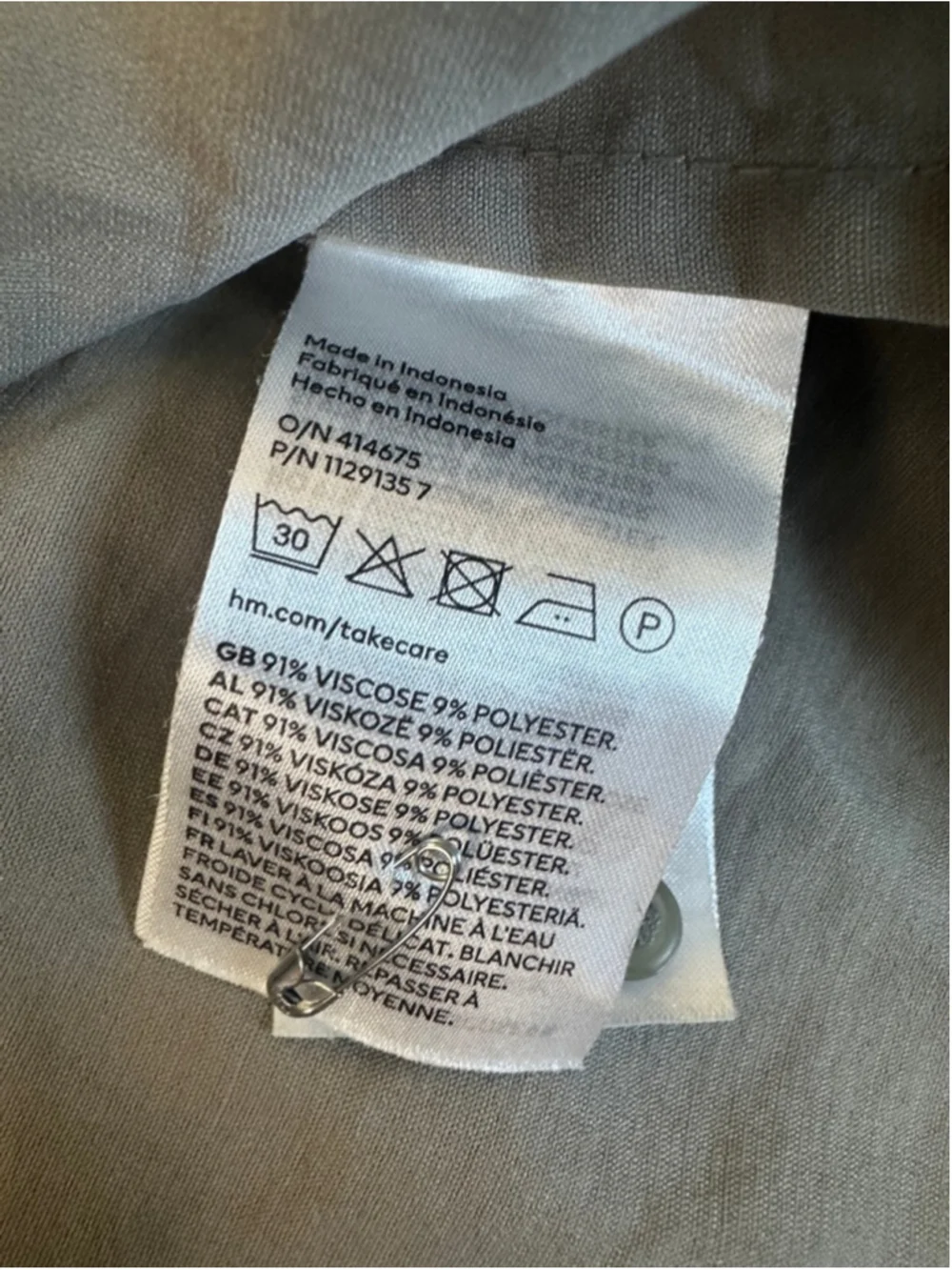 H&M Grey Office Siren Shirt Dress Midi Button Up Minimalist Size L - Picture 8 of 9